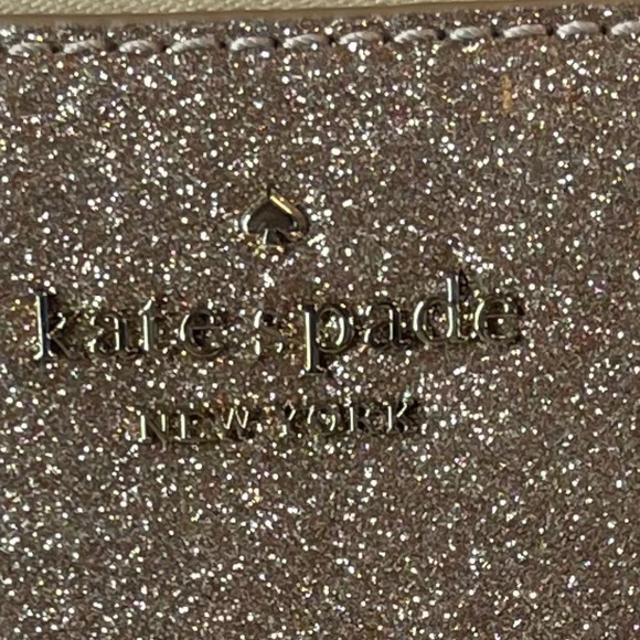 Kate Spade NY Saffiano Tinsel Glitter Rose Gold Dome Pouch Gently Preloved - Picture 10 of 10